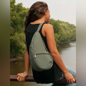 Ameribag microfiber healthy back bag sling tote small backpack sea moss green